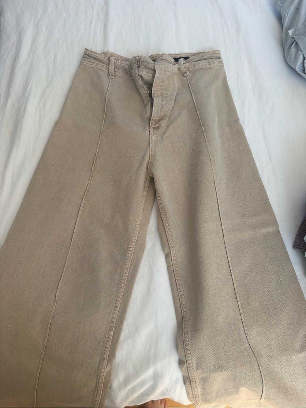 Zara Men's Wide-Leg Chinos in Light Tan
